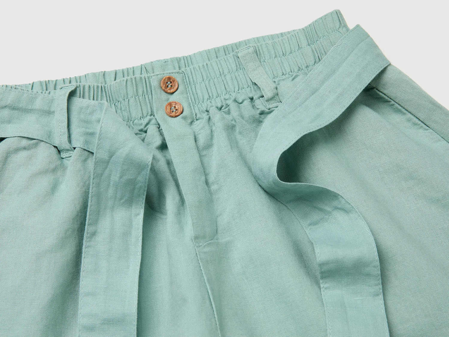 Benetton Aqua Girls Linen Blend Shorts with Sash SKU: 43WBC904H_30V Image 03