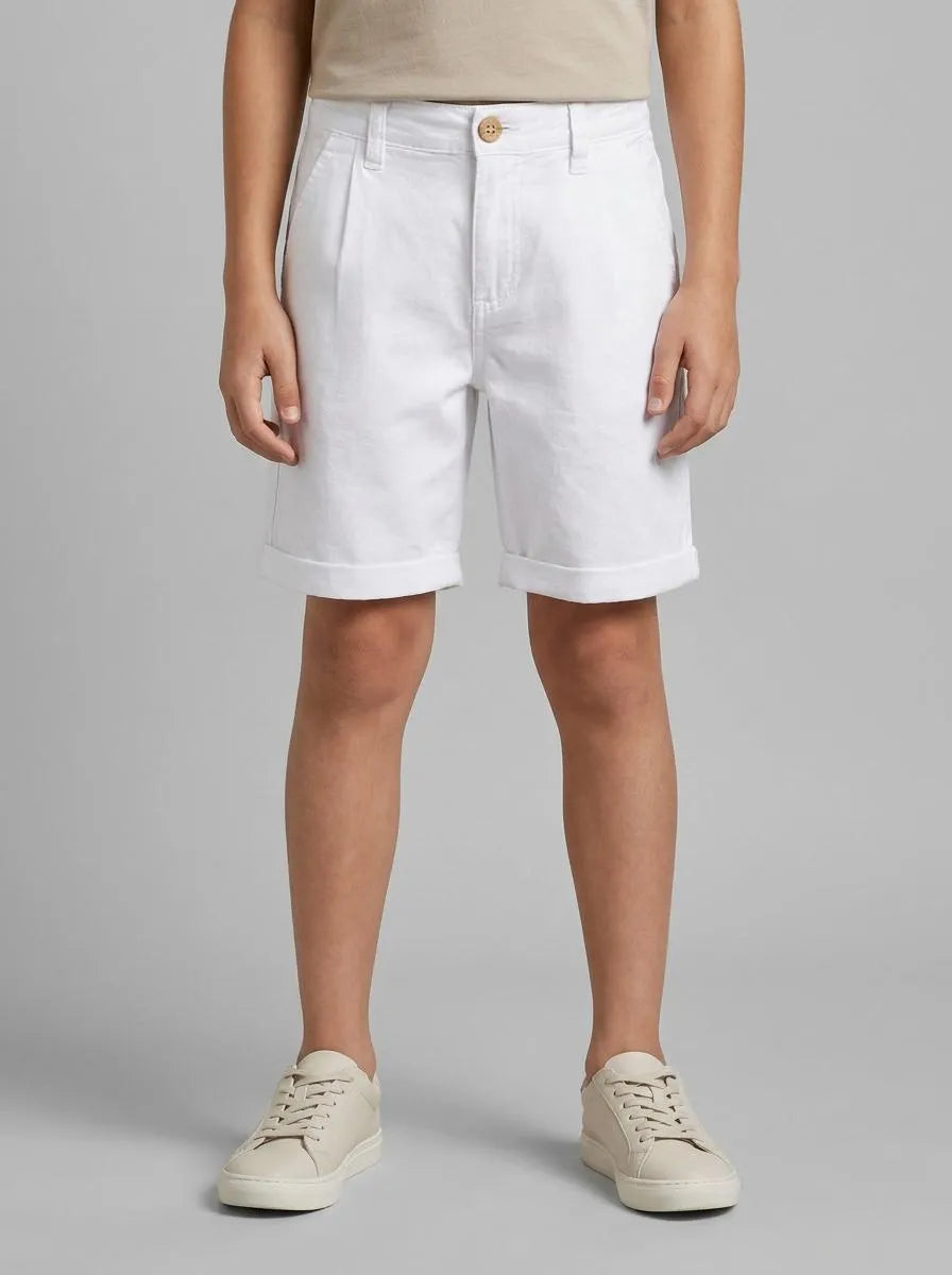 Benetton White Boys Linen Blend Shorts SKU: 43WBC904I_101 Image 00