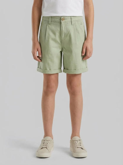 Benetton Light Green Boys Linen Blend Shorts SKU: 43WBC904I_218 Image 00