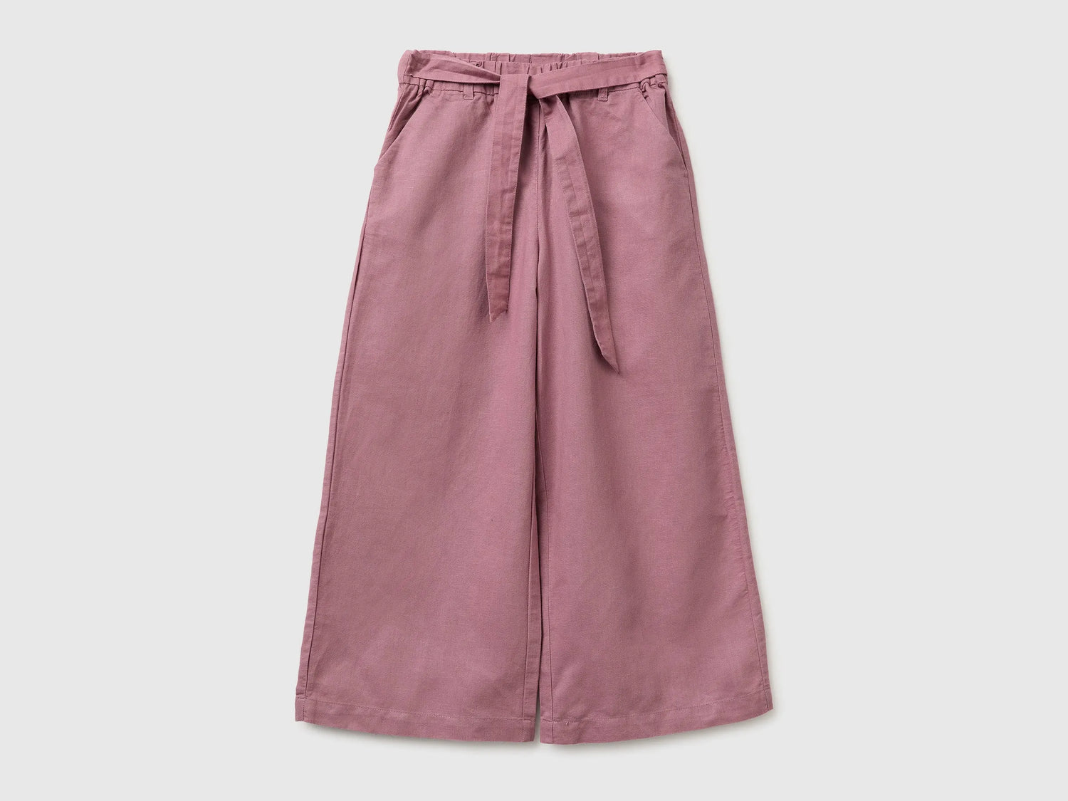 Benetton Mauve Girls Linen Blend Trousers with Sash SKU: 43WBCF01W_04Z Image 01