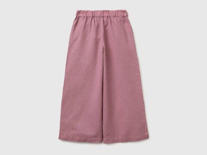 Benetton Mauve Girls Linen Blend Trousers with Sash SKU: 43WBCF01W_04Z Image 02