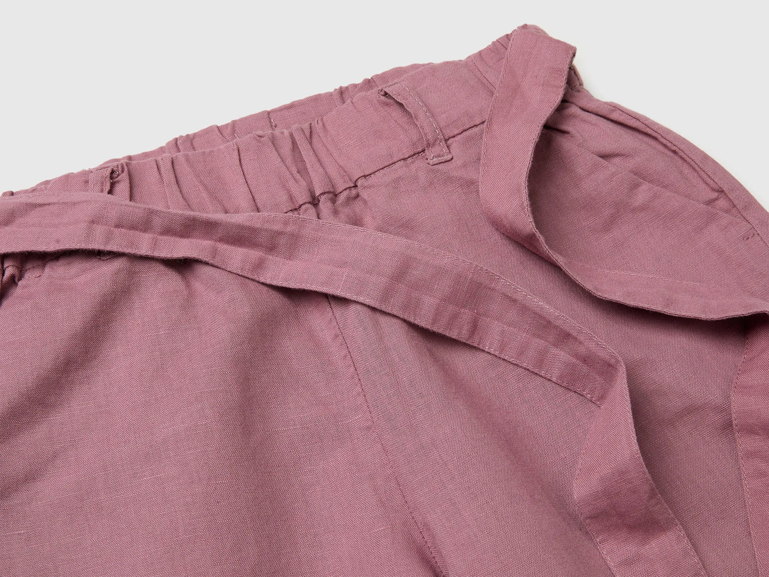Benetton Mauve Girls Linen Blend Trousers with Sash SKU: 43WBCF01W_04Z Image 03