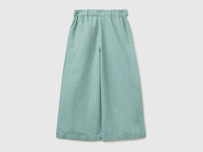 Benetton Aqua Girls Linen Blend Trousers with Sash SKU: 43WBCF01W_30V Image 02