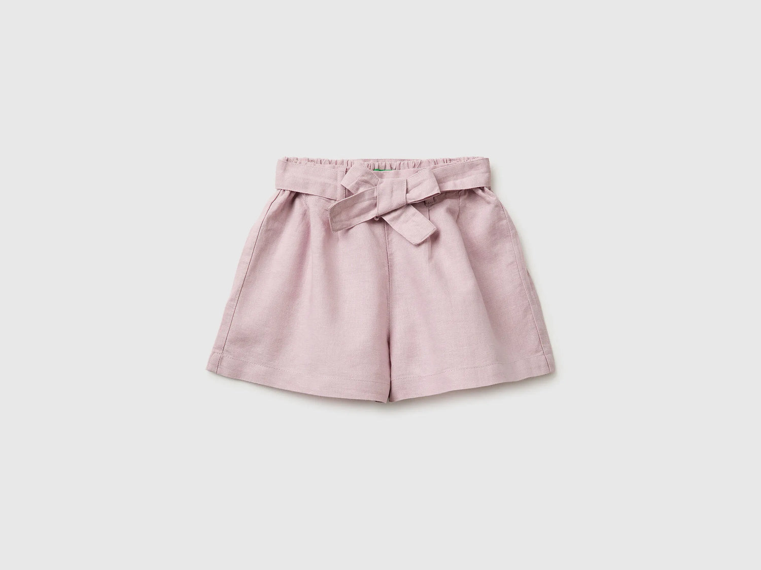 Benetton Pink Girls Linen Blend Shorts with Sash SKU: 43WBG9037_0C3 Image 01