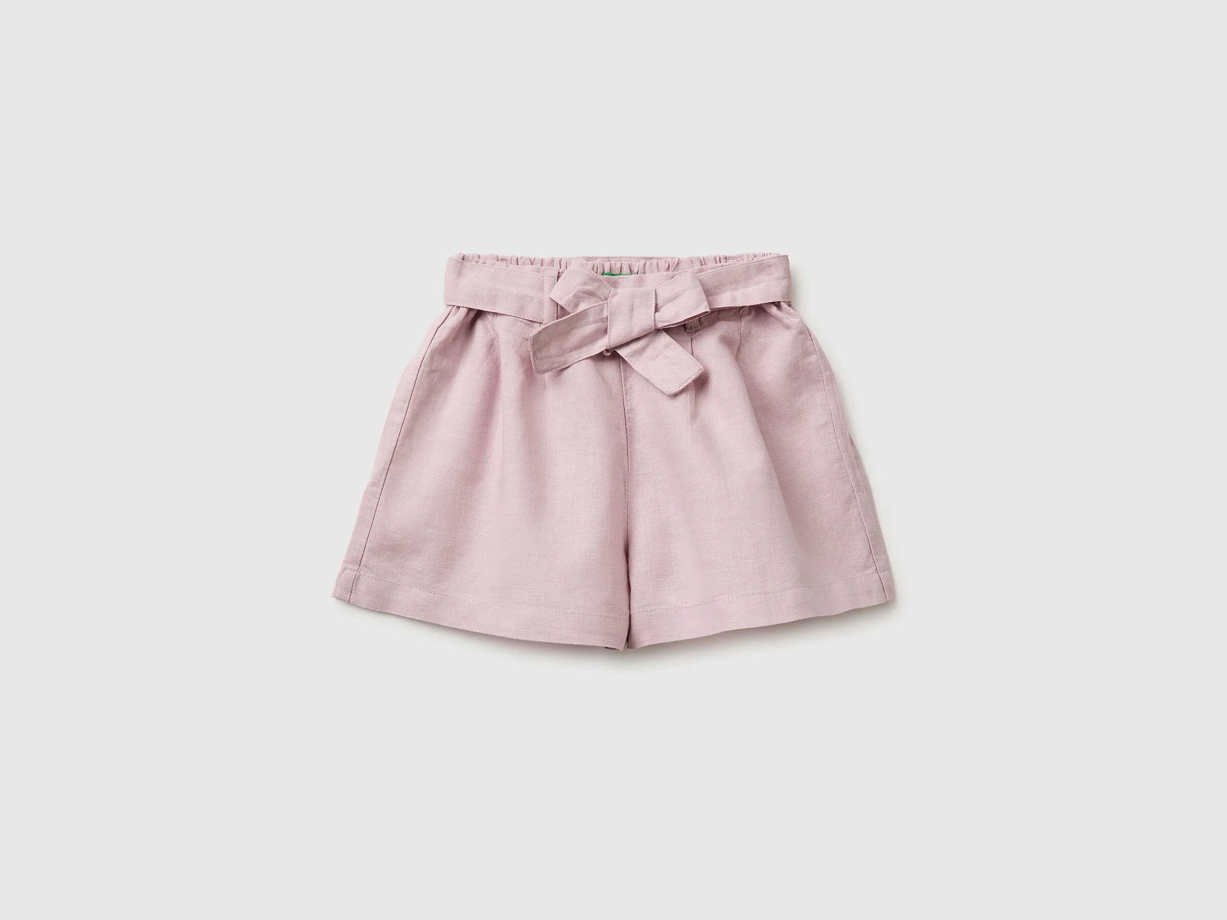Benetton Pink Girls Linen Blend Shorts with Sash SKU: 43WBG9037_0C3 Image 01