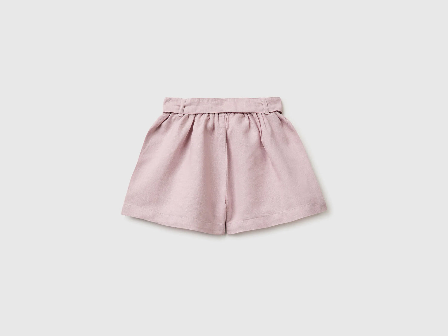 Benetton Pink Girls Linen Blend Shorts with Sash SKU: 43WBG9037_0C3 Image 02