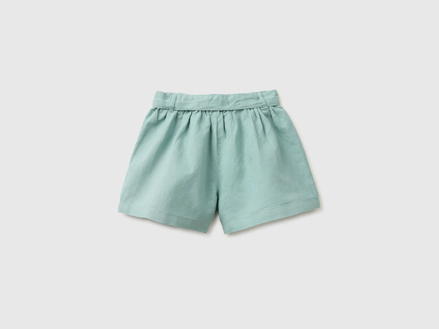 Benetton Aqua Girls Linen Blend Shorts with Sash SKU: 43WBG9037_30V Image 02
