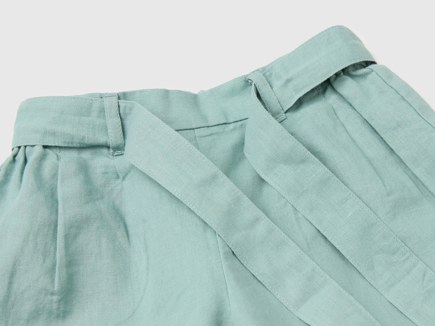 Benetton Aqua Girls Linen Blend Shorts with Sash SKU: 43WBG9037_30V Image 03