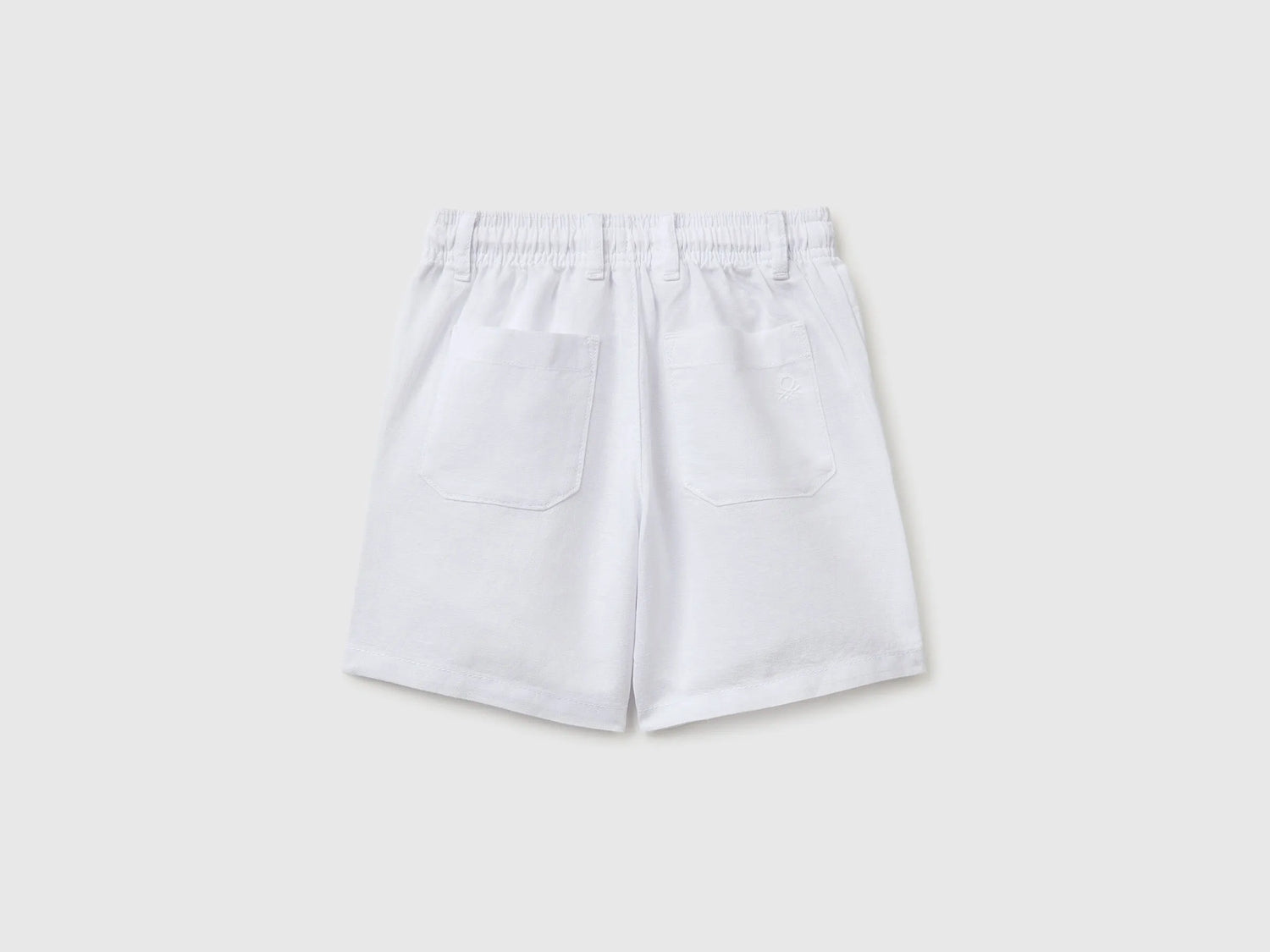 Benetton White Boys Linen Blend Shorts SKU: 43WBG9039_101 Image 02