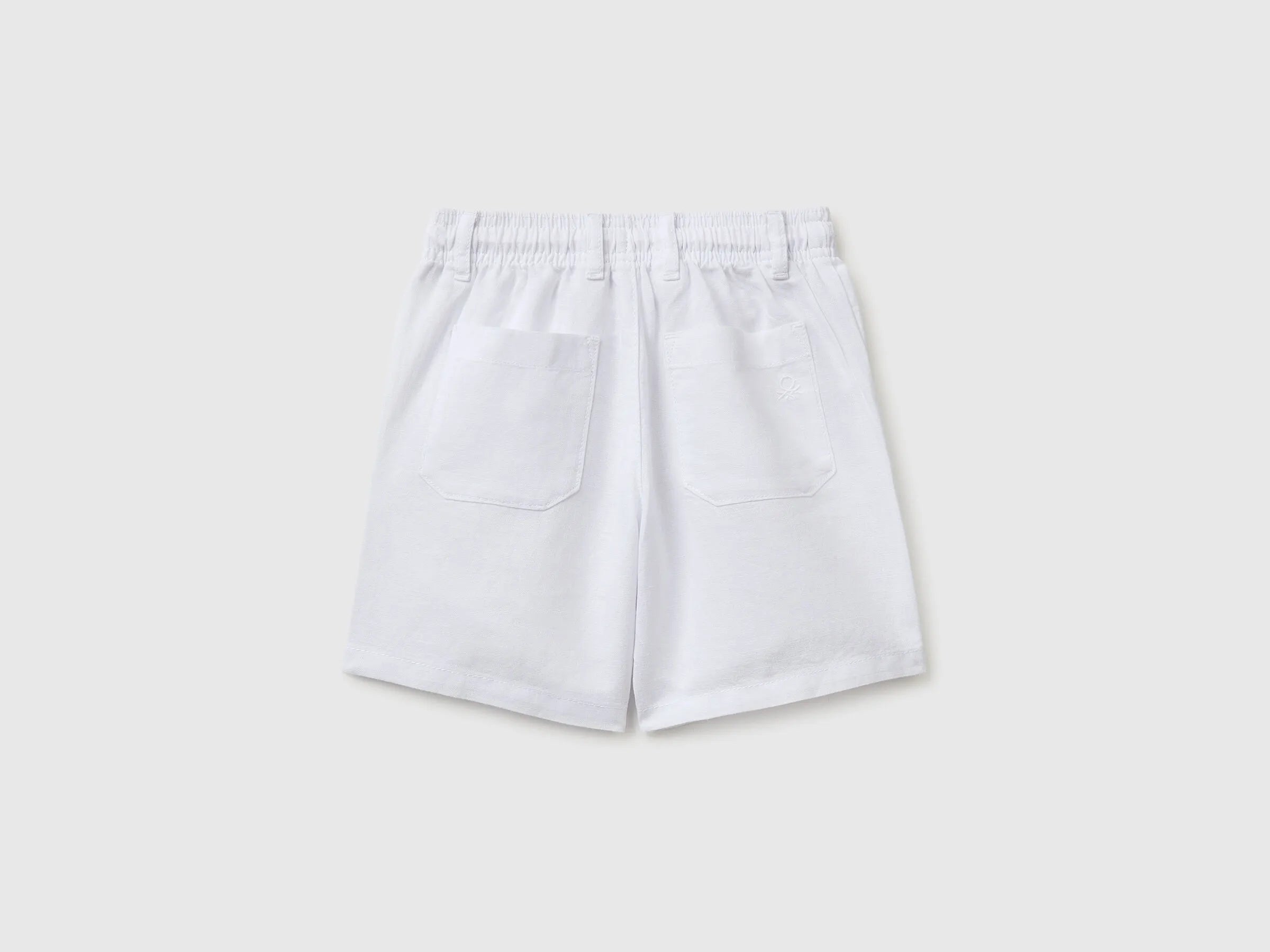 Benetton White Boys Linen Blend Shorts SKU: 43WBG9039_101 Image 02