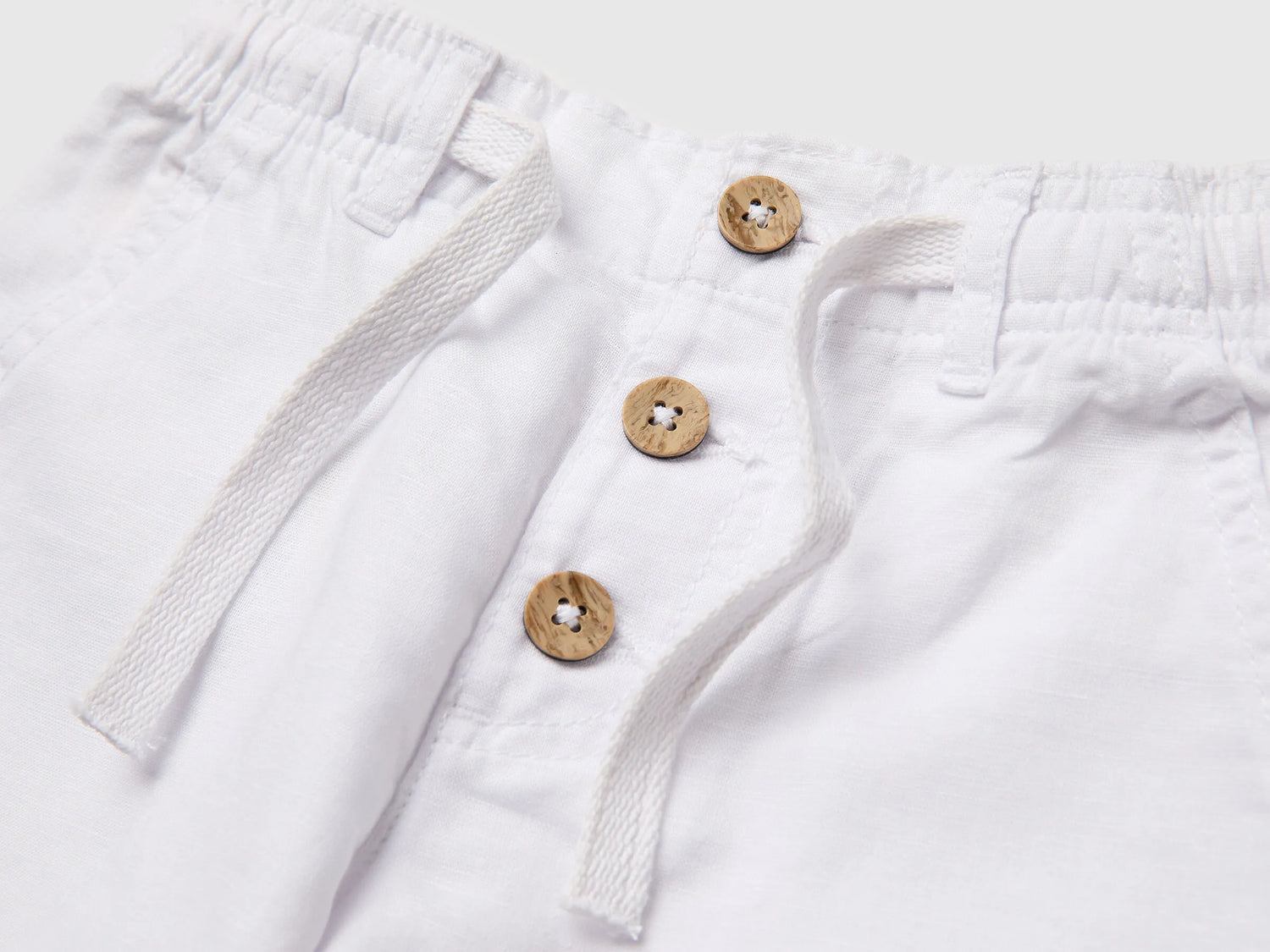 Benetton White Boys Linen Blend Shorts SKU: 43WBG9039_101 Image 03