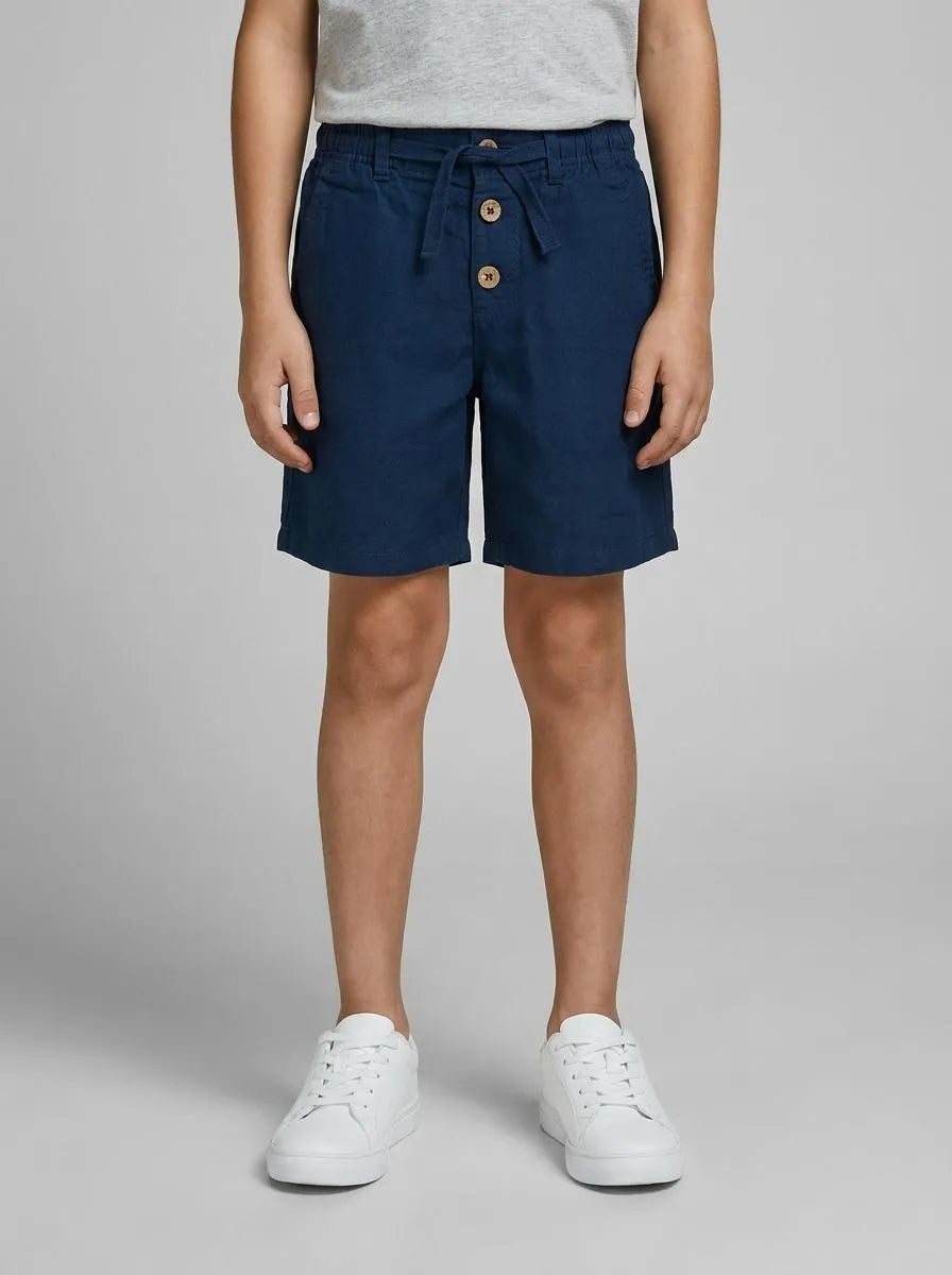 Benetton Dark Blue Boys Linen Blend Shorts SKU: 43WBG9039_37T Image 00