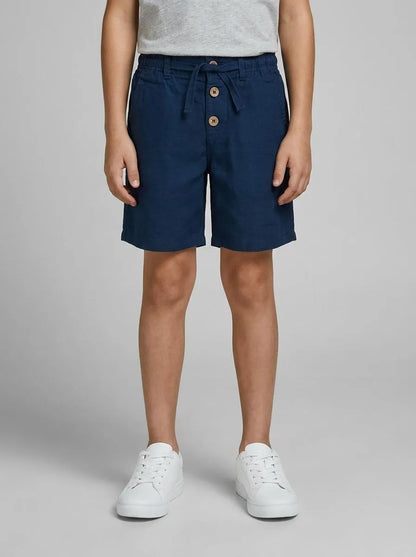 Benetton Dark Blue Boys Linen Blend Shorts SKU: 43WBG9039_37T Image 00
