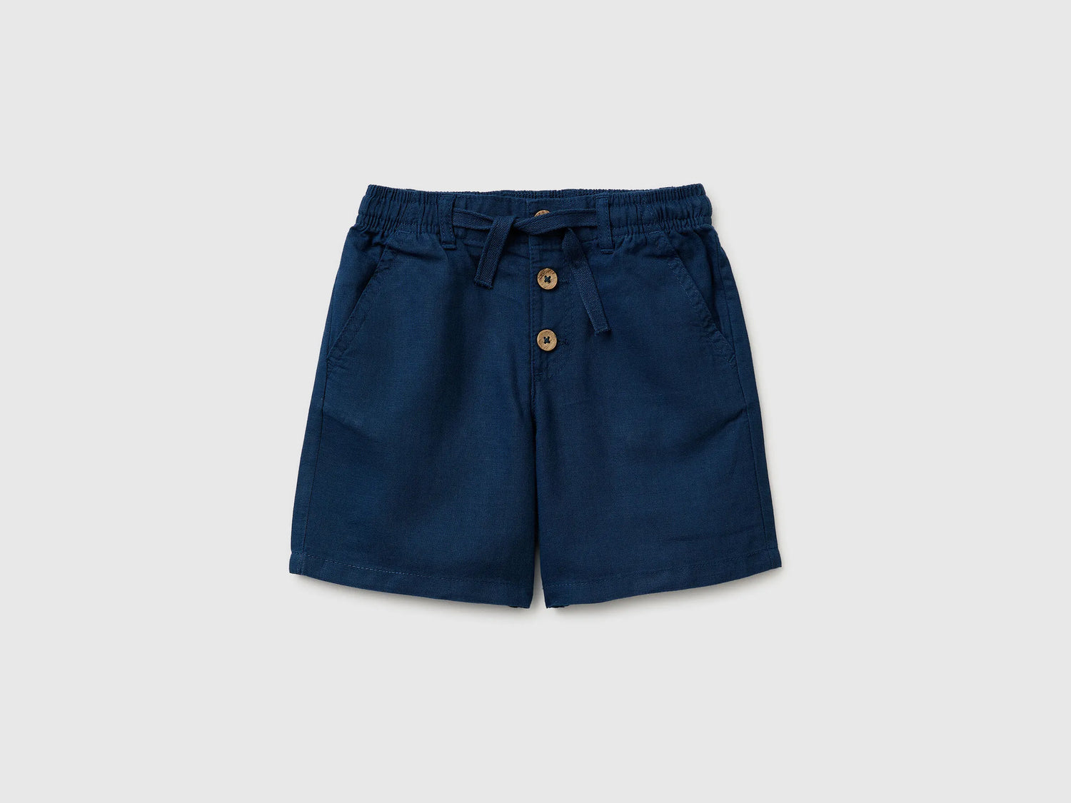 Benetton Dark Blue Boys Linen Blend Shorts SKU: 43WBG9039_37T Image 01