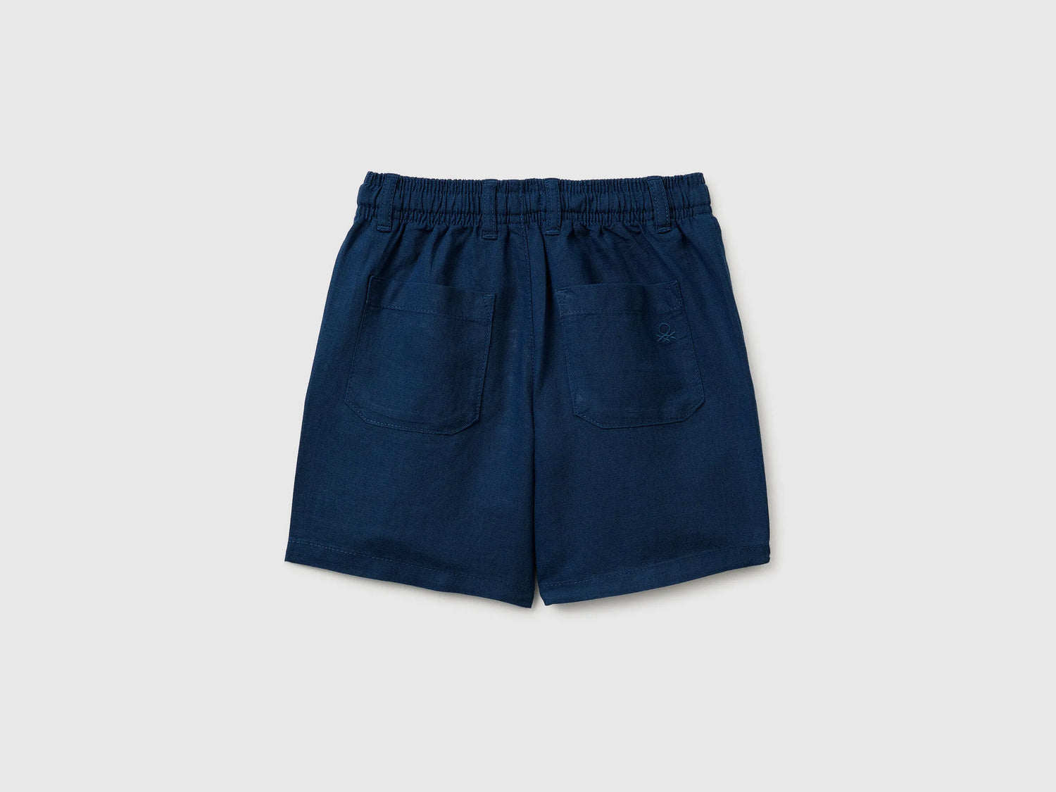 Benetton Dark Blue Boys Linen Blend Shorts SKU: 43WBG9039_37T Image 02