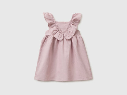 Benetton Pink Girls Linen Blend Dress with Ruffles SKU: 43WBGV02S_0C3 Image 01