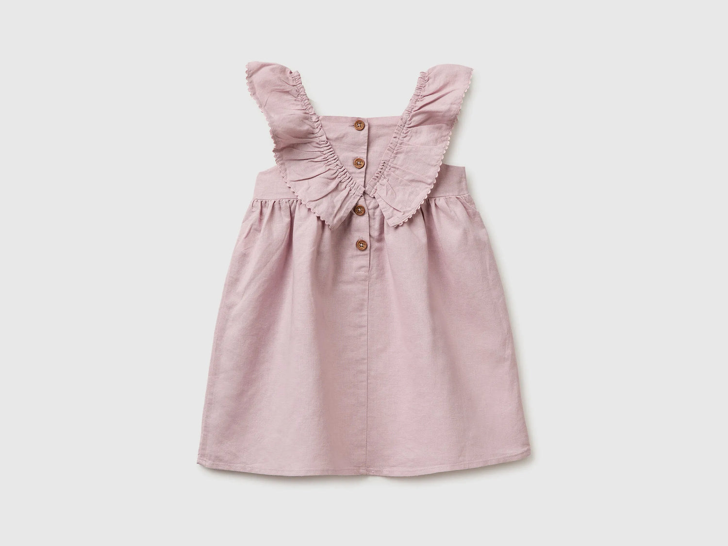 Benetton Pink Girls Linen Blend Dress with Ruffles SKU: 43WBGV02S_0C3 Image 02