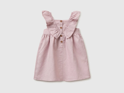Benetton Pink Girls Linen Blend Dress with Ruffles SKU: 43WBGV02S_0C3 Image 02