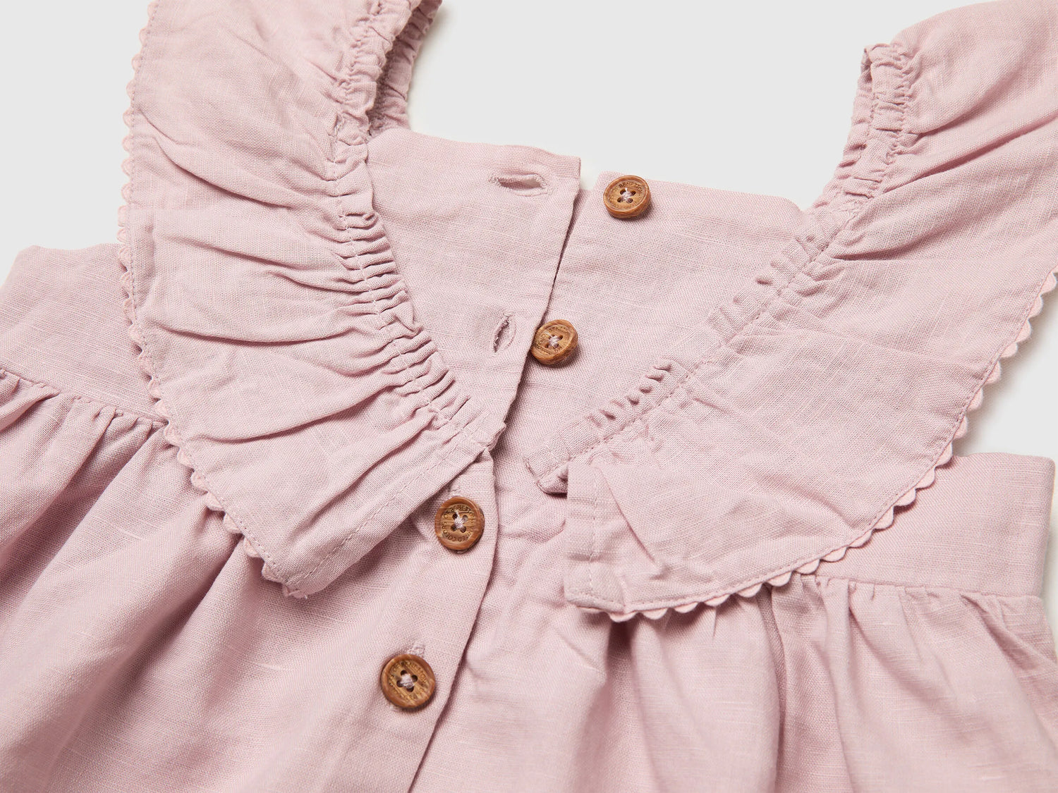 Benetton Pink Girls Linen Blend Dress with Ruffles SKU: 43WBGV02S_0C3 Image 03