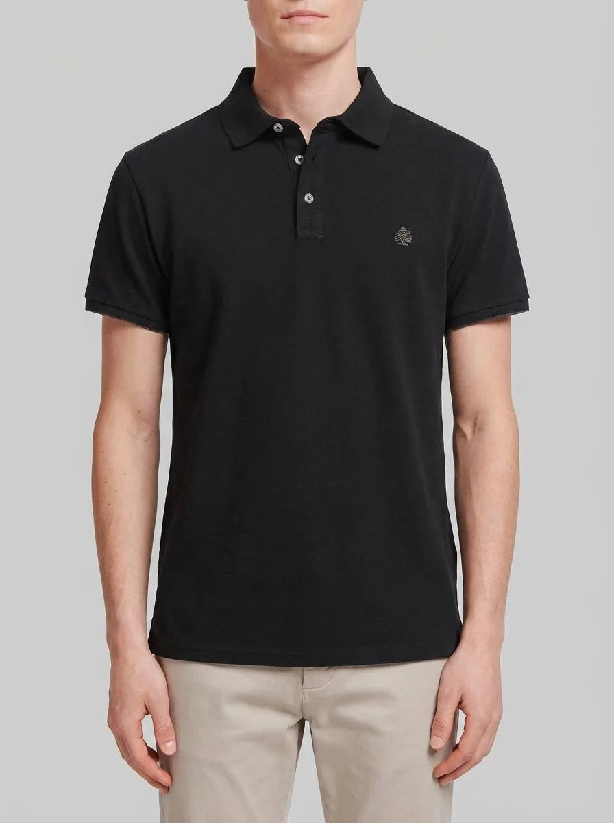 Springfield Black Men PiquŽ Contrast Cuff Slim Fit Polo Shirt SKU: 4403091_01 Image 00