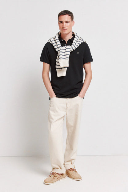 Springfield Black Men PiquŽ Contrast Cuff Slim Fit Polo Shirt SKU: 4403091_01 Image 02