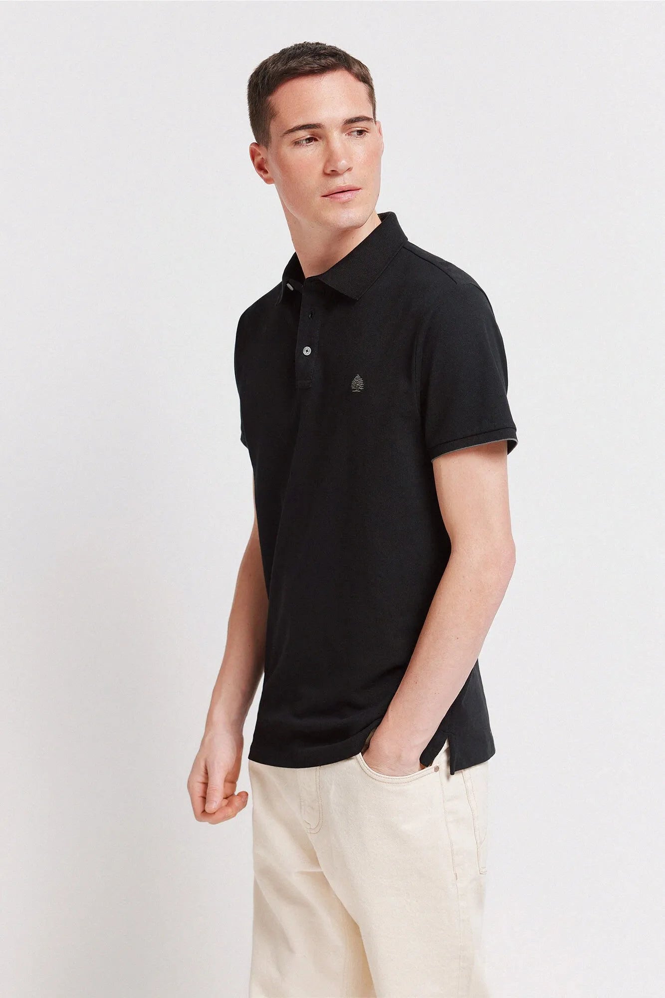 Springfield Black Men PiquŽ Contrast Cuff Slim Fit Polo Shirt SKU: 4403091_01 Image 03