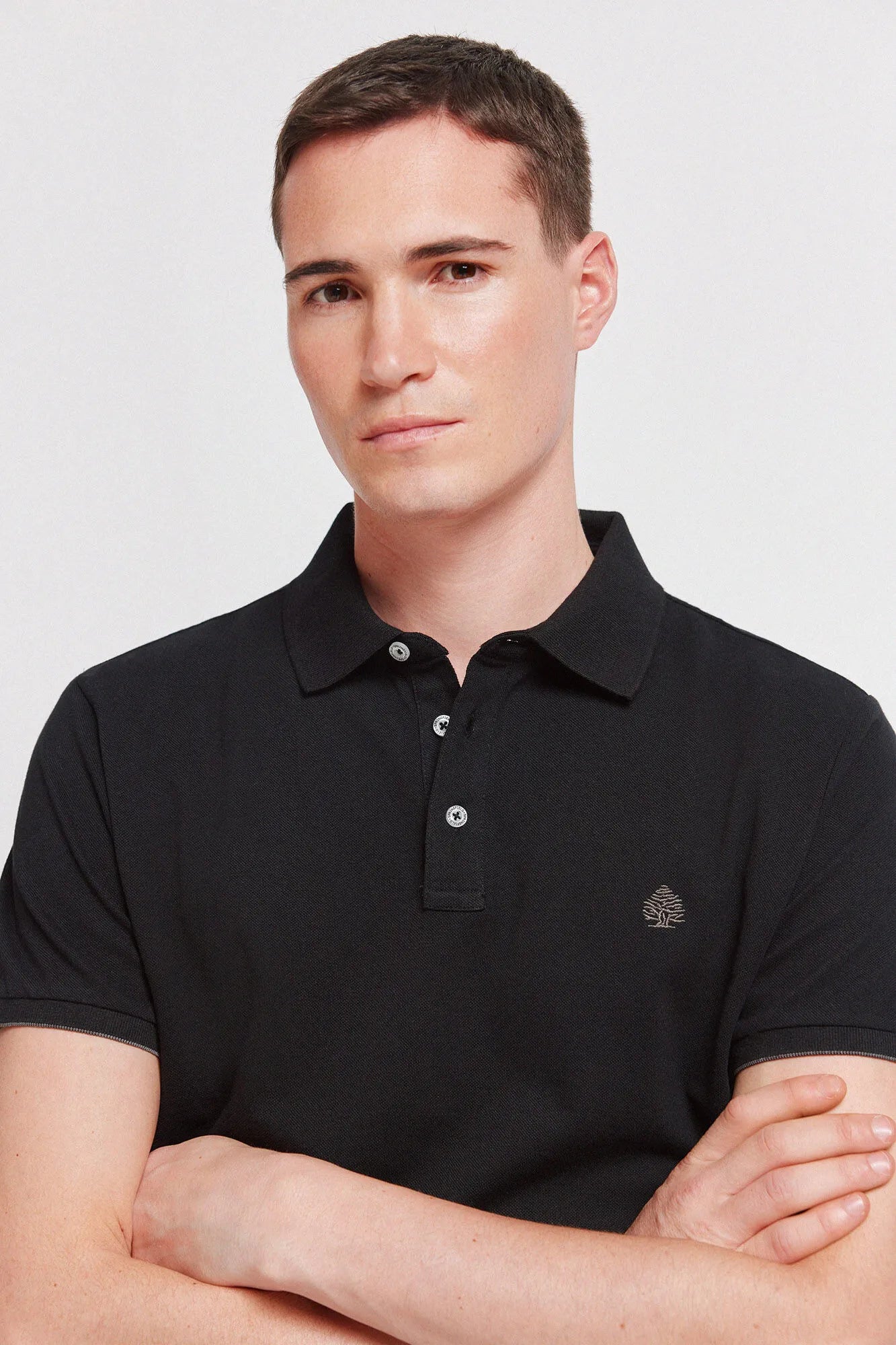 Springfield Black Men PiquŽ Contrast Cuff Slim Fit Polo Shirt SKU: 4403091_01 Image 04
