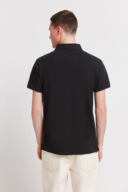 Springfield Black Men PiquŽ Contrast Cuff Slim Fit Polo Shirt SKU: 4403091_01 Image 05