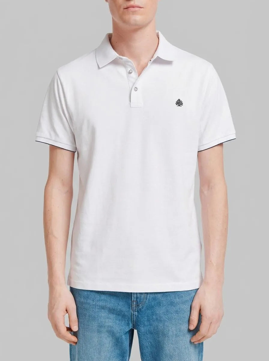 Springfield White Men PiquŽ Contrast Cuff Slim Fit Polo Shirt SKU: 4403091_99 Image 00