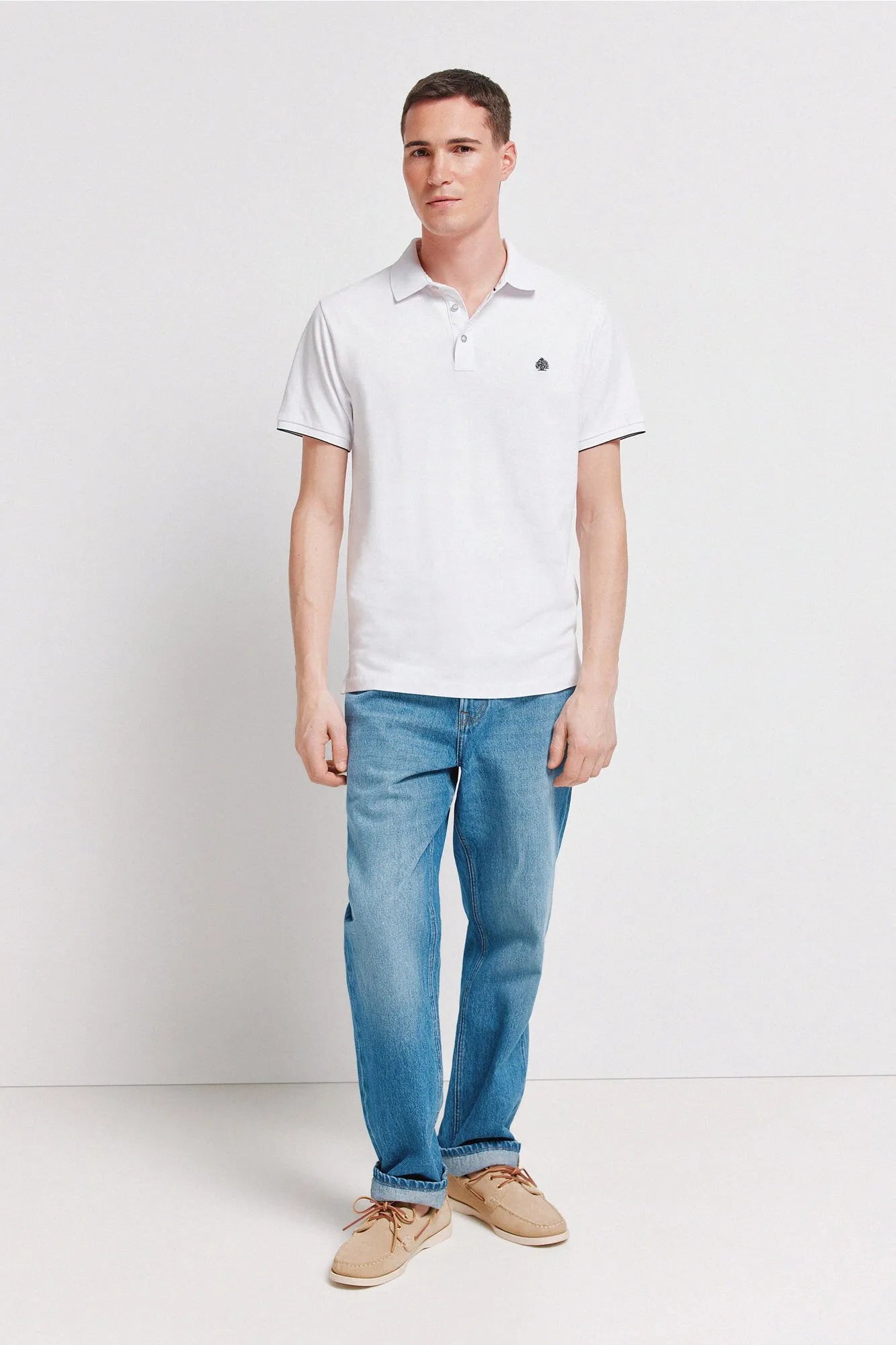 Springfield White Men PiquŽ Contrast Cuff Slim Fit Polo Shirt SKU: 4403091_99 Image 02