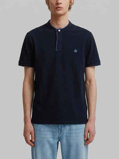 Springfield Blue Men PiquŽ Mandarin Collar Slim Fit Polo Shirt SKU: 4403094_11 Image 00