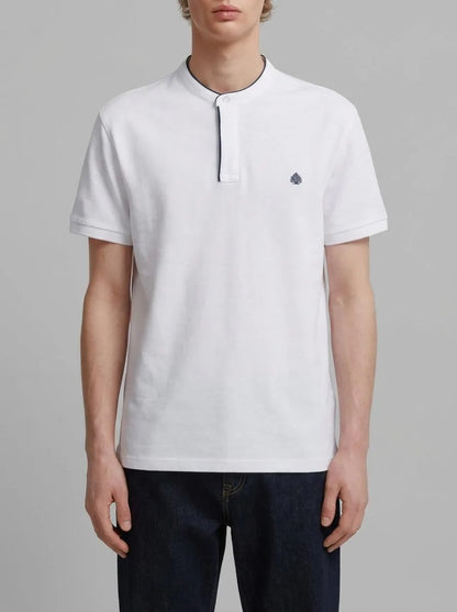 Springfield White Men PiquŽ Mandarin Collar Slim Fit Polo Shirt SKU: 4403094_99 Image 00