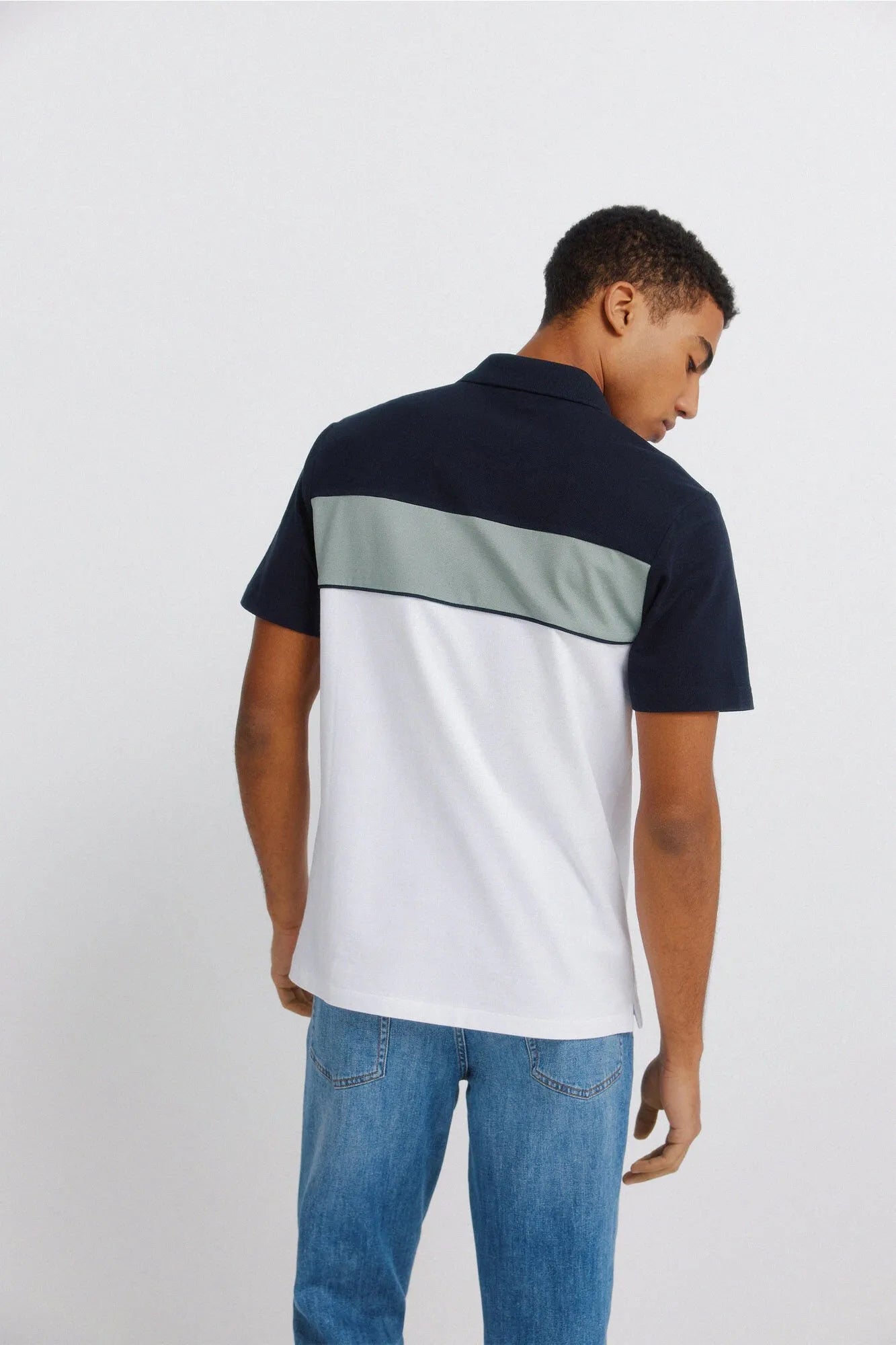 Springfield White Men Colour Block PiquŽ Slim Fit Polo Shirt SKU: 4403096_99 Image 03