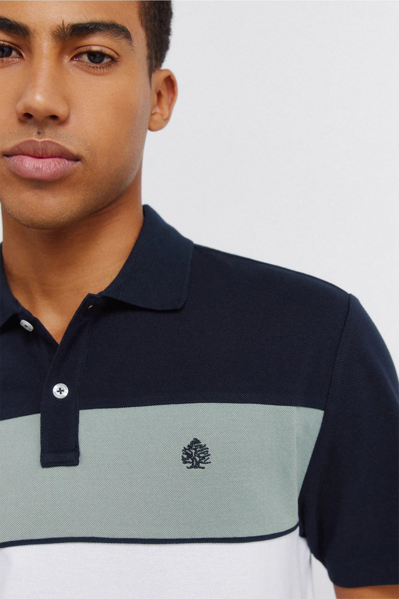 Springfield White Men Colour Block PiquŽ Slim Fit Polo Shirt SKU: 4403096_99 Image 05
