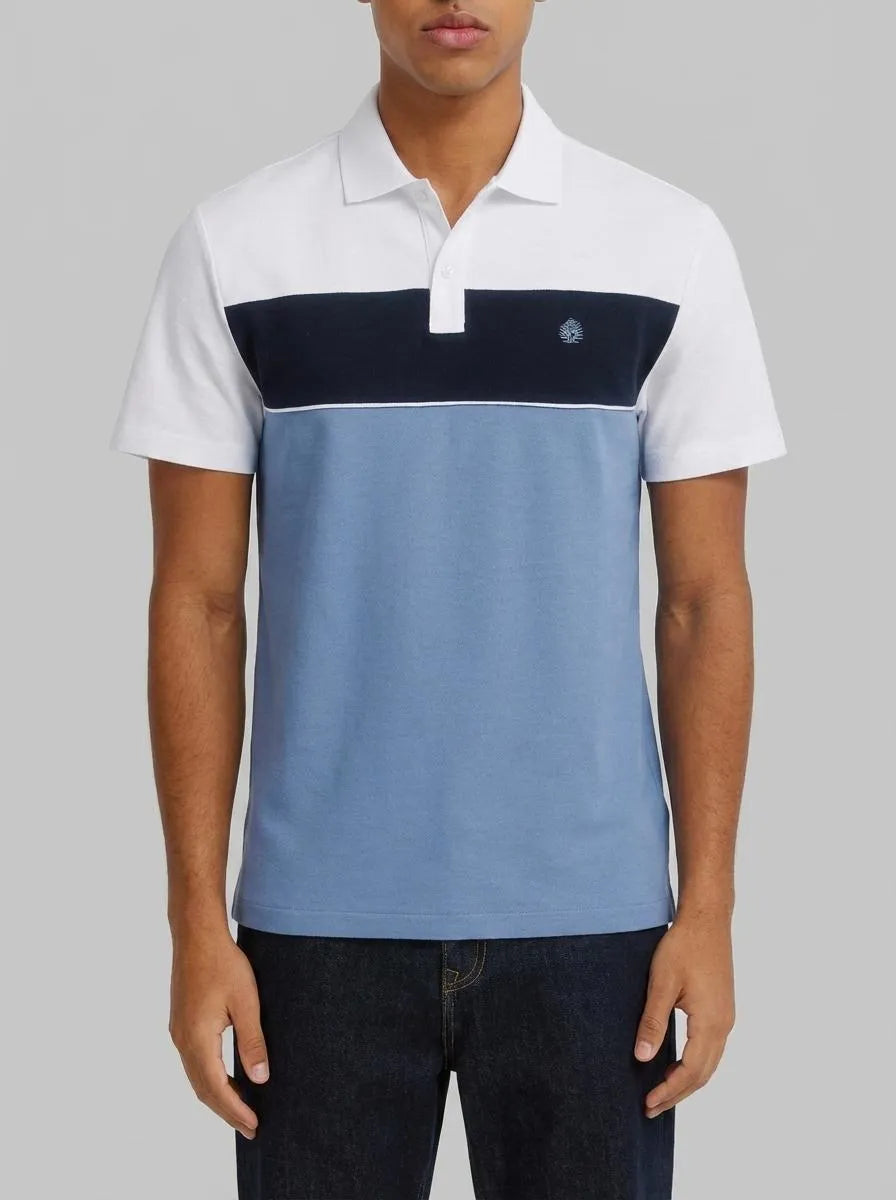 Springfield Blue Men Colour Block PiquŽ Slim Fit Polo Shirt SKU: 4403099_14 Image 00