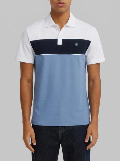 Springfield Blue Men Colour Block PiquŽ Slim Fit Polo Shirt SKU: 4403099_14 Image 00