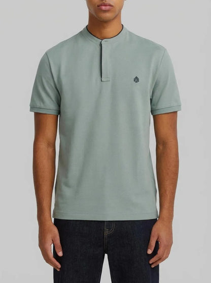 Springfield Green Men PiquŽ Henley Slim Fit Polo Shirt SKU: 4403100_25 Image 00