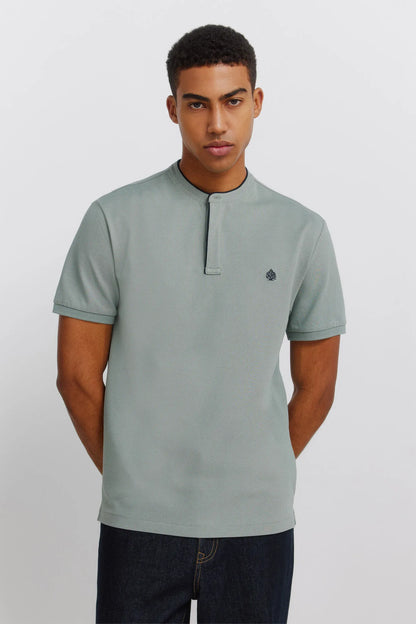 Springfield Green Men PiquŽ Henley Slim Fit Polo Shirt SKU: 4403100_25 Image 01