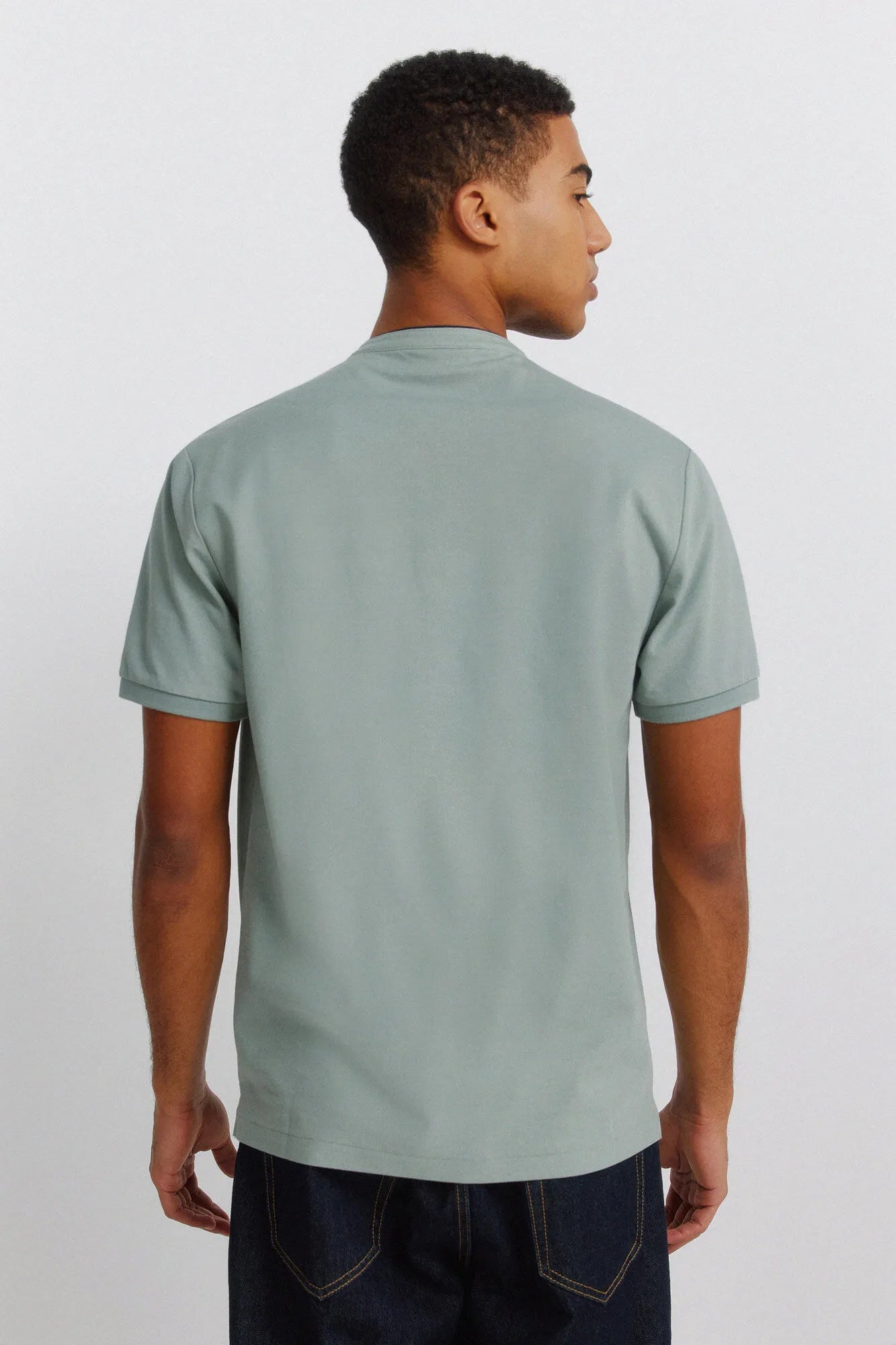 Springfield Green Men PiquŽ Henley Slim Fit Polo Shirt SKU: 4403100_25 Image 03