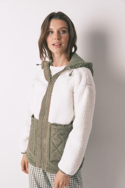 Women Secret_Dark Khaki_Green Block Faux Shearling Midi Robe_4412195_91_03