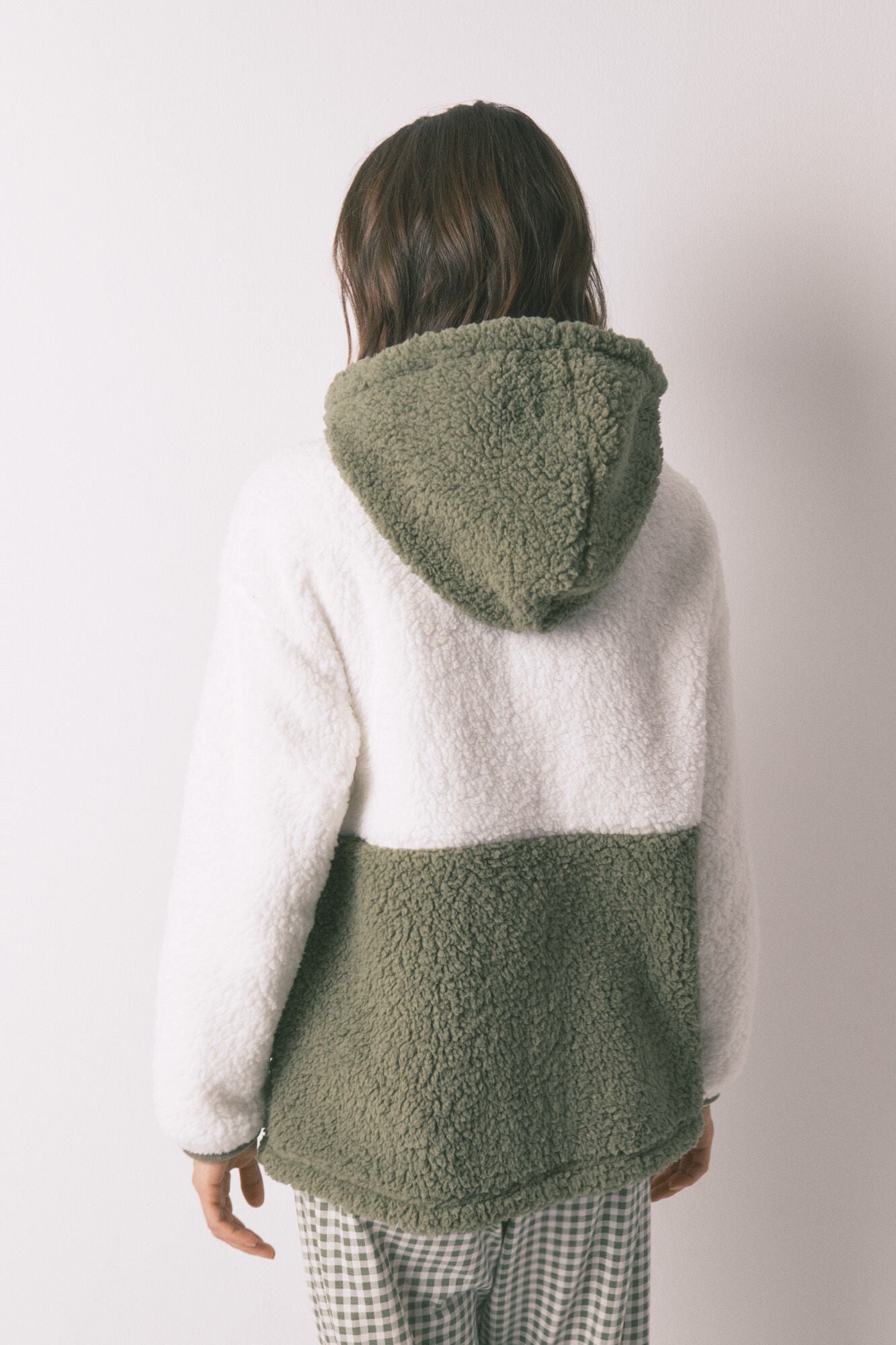 Women Secret_Dark Khaki_Green Block Faux Shearling Midi Robe_4412195_91_05