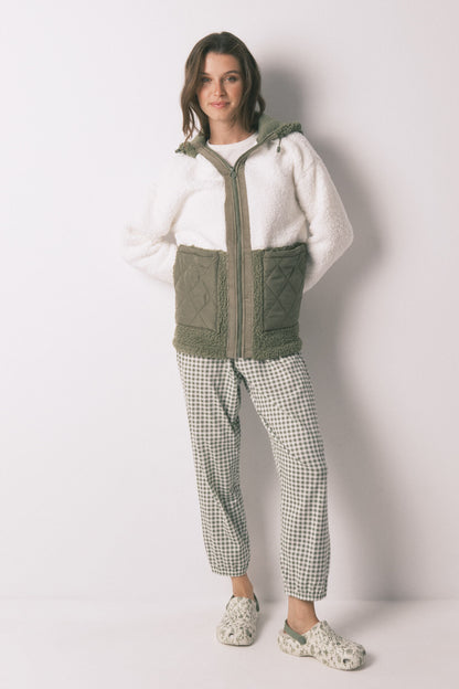 Women Secret_Dark Khaki_Green Block Faux Shearling Midi Robe_4412195_91_06