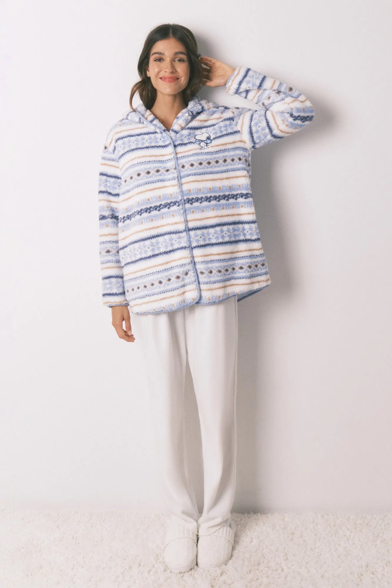 Women Secret_Blue Print_Snoopy Hood Robe with Borders_4412218_19_01