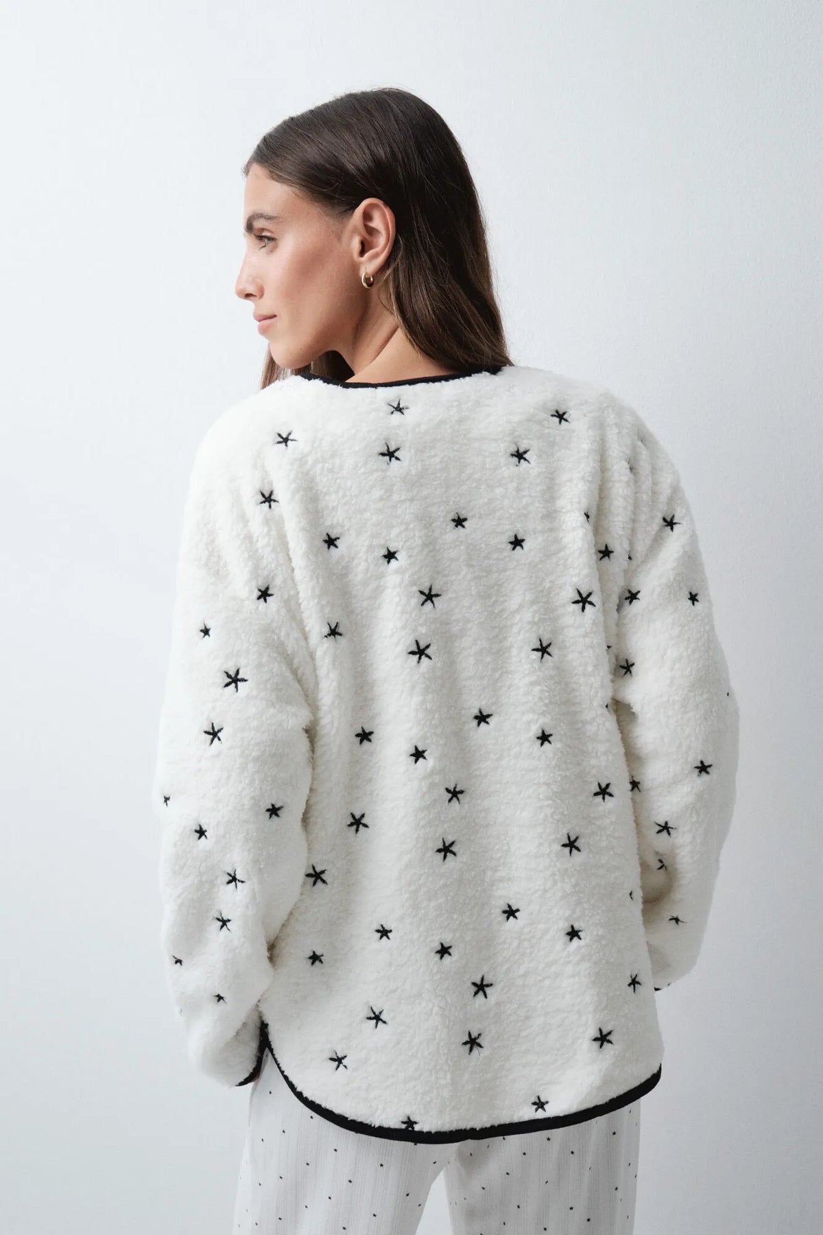 Women Secret Ivory Women Embroidered Star Short Robe SKU: 4414339_96 Image 04