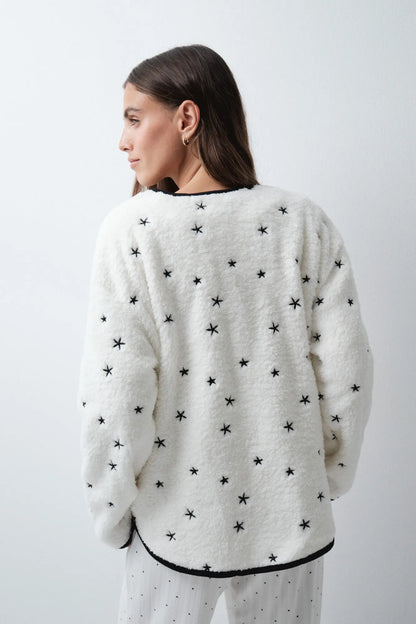 Women Secret Ivory Women Embroidered Star Short Robe SKU: 4414339_96 Image 04
