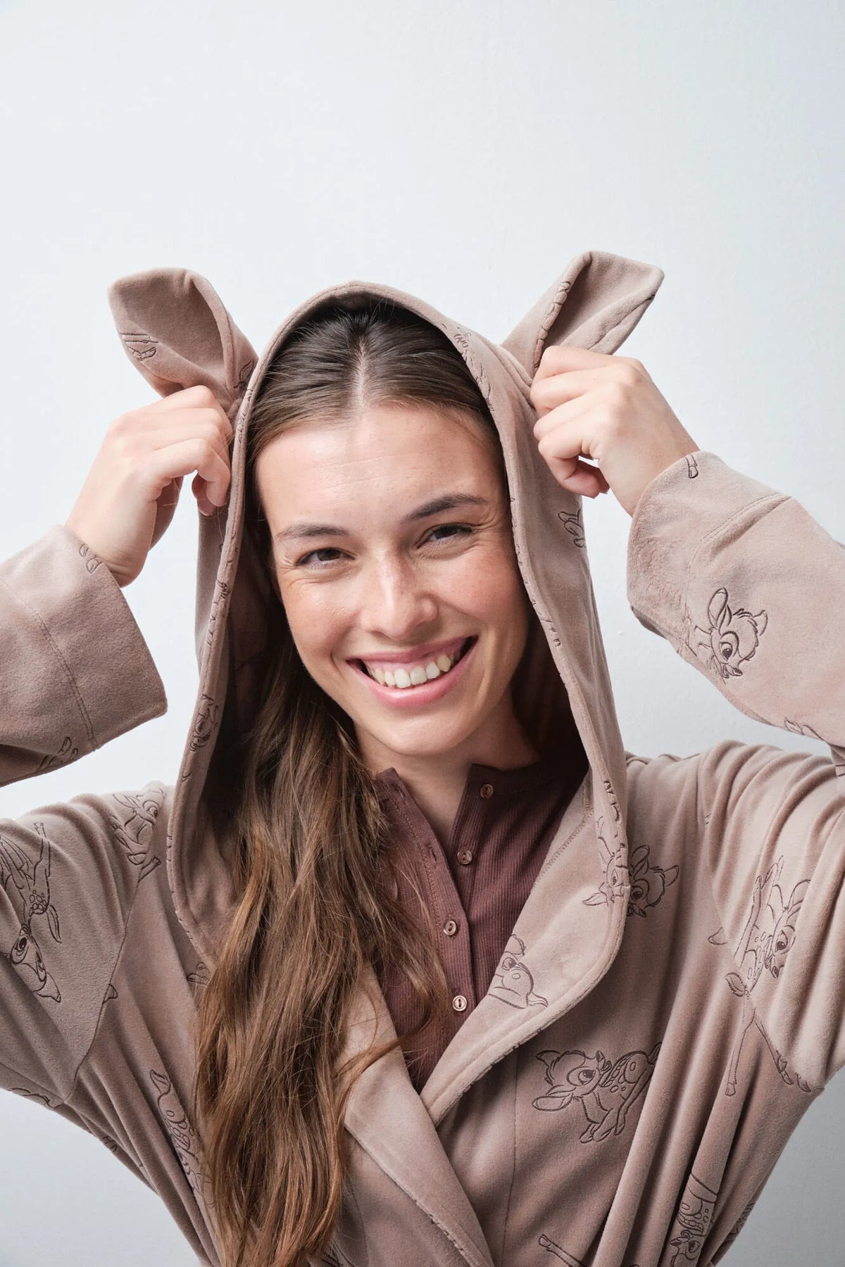 Women Secret Brown Print Women Bambi Ears Midi Robe SKU: 4414342_39 Image 01
