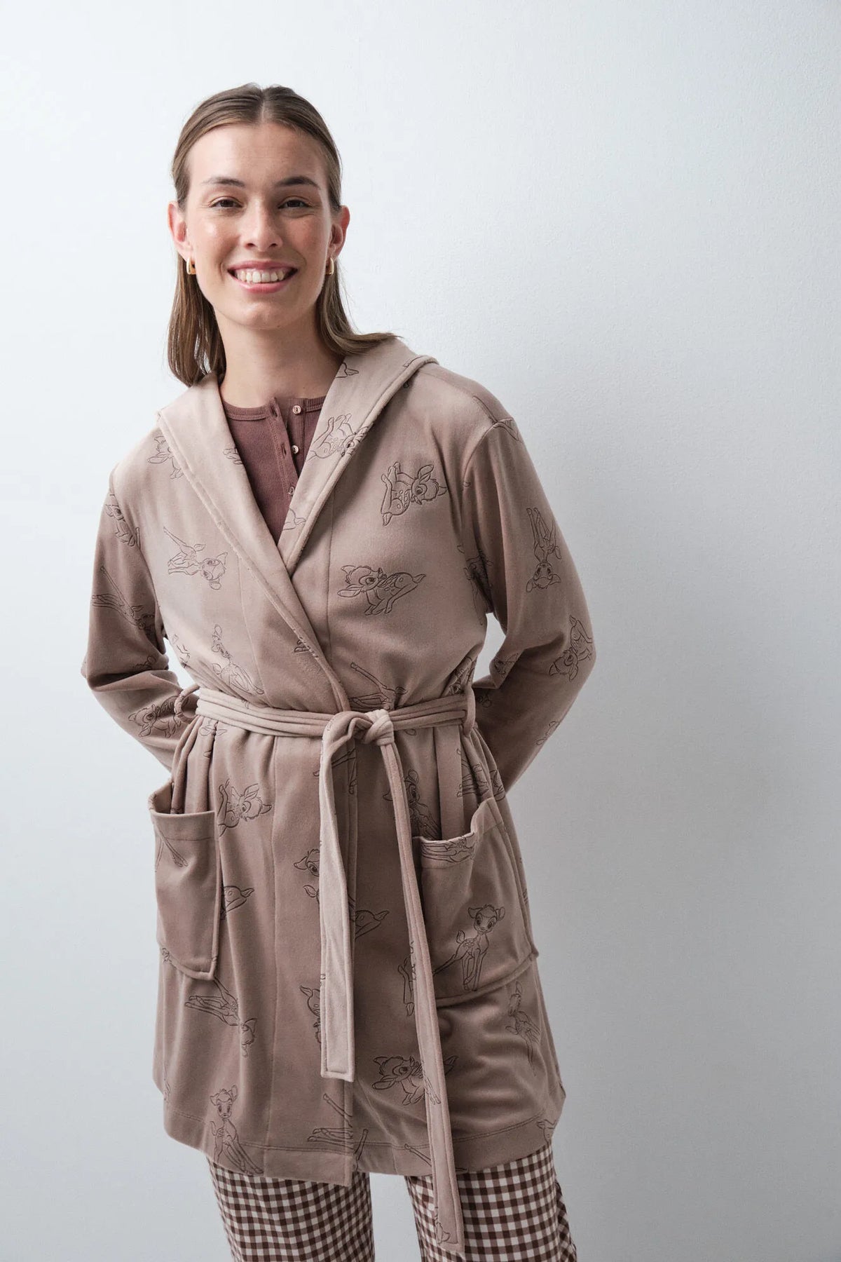 Women Secret Brown Print Women Bambi Ears Midi Robe SKU: 4414342_39 Image 03