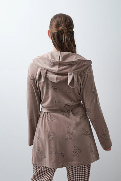 Women Secret Brown Print Women Bambi Ears Midi Robe SKU: 4414342_39 Image 05