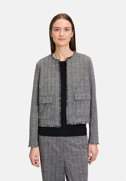 Betty Barclay_Black/Grey_Jersey Jacket with Fringes_4438-3055_9893_01