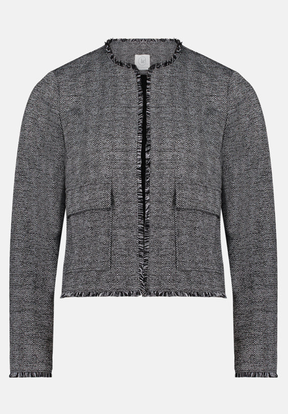 Betty Barclay_Black/Grey_Jersey Jacket with Fringes_4438-3055_9893_04